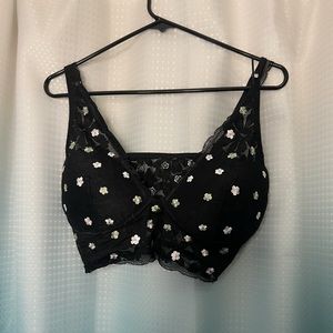 PINK black floral bralette. size XL